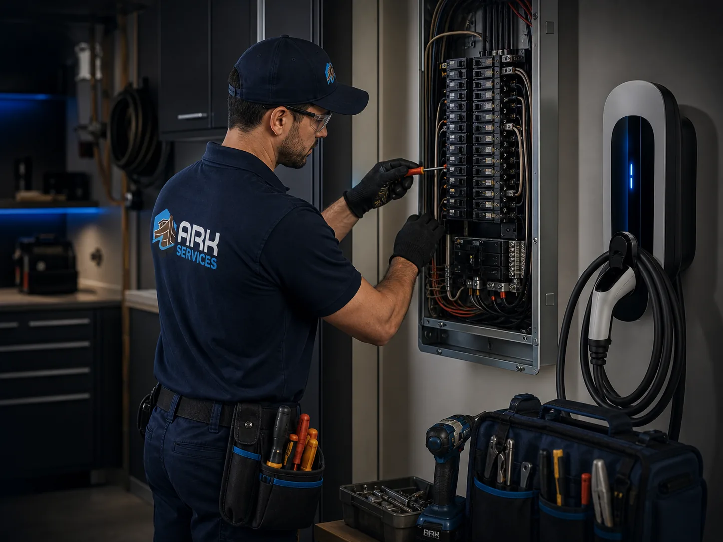 Ark Services electrical technician at work